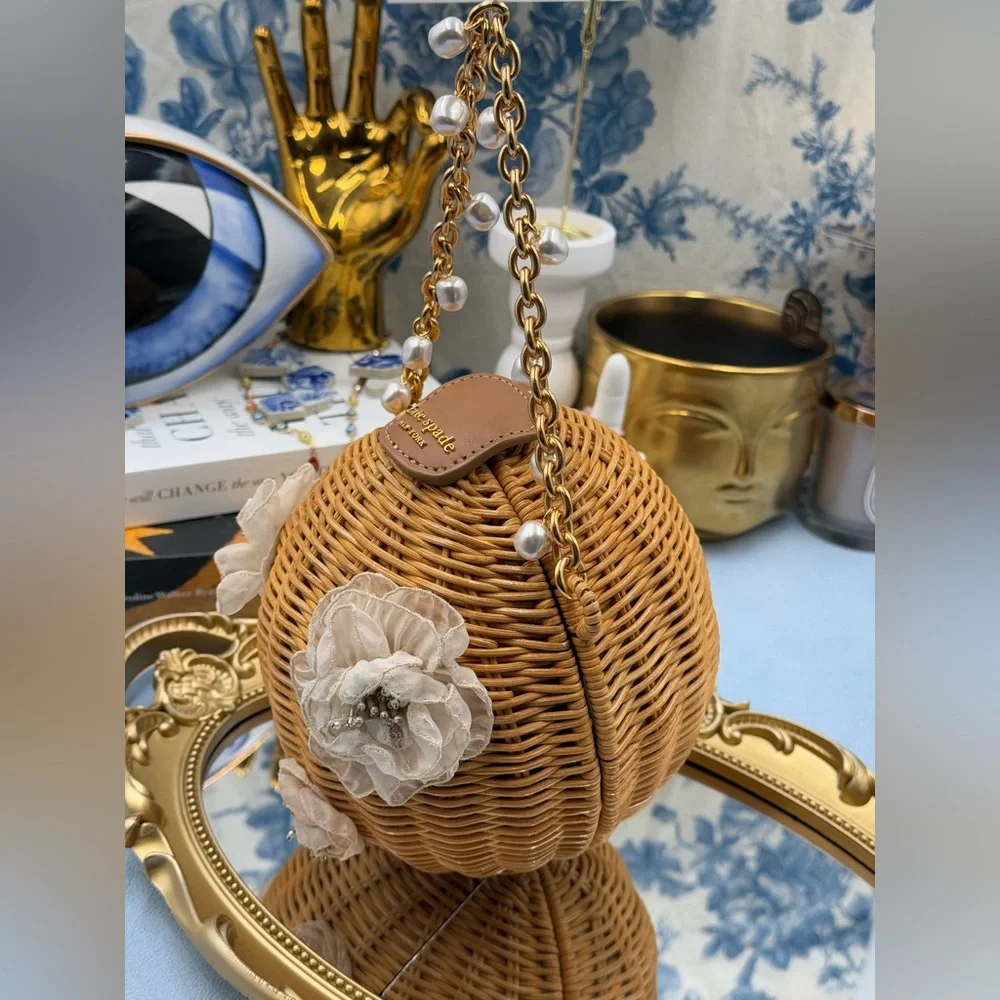 🆕 KATE SPADE NEW YORK 🧿 NWOT Bridal Wicker Bouquet Lantern Crossbody *SAMPLE*